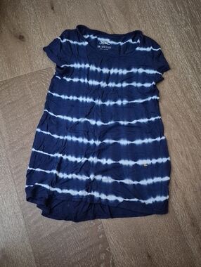 Justice Navy and White Tie-Dye Short Sleeve Tee